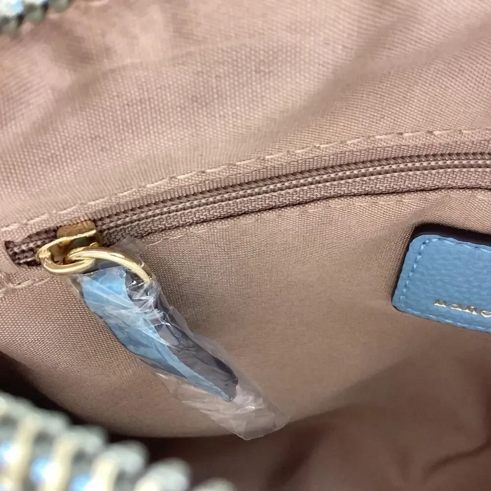 Nanette Lepore Crossbody Bag Small Blue Dome Faux Leather Adjustable Strap